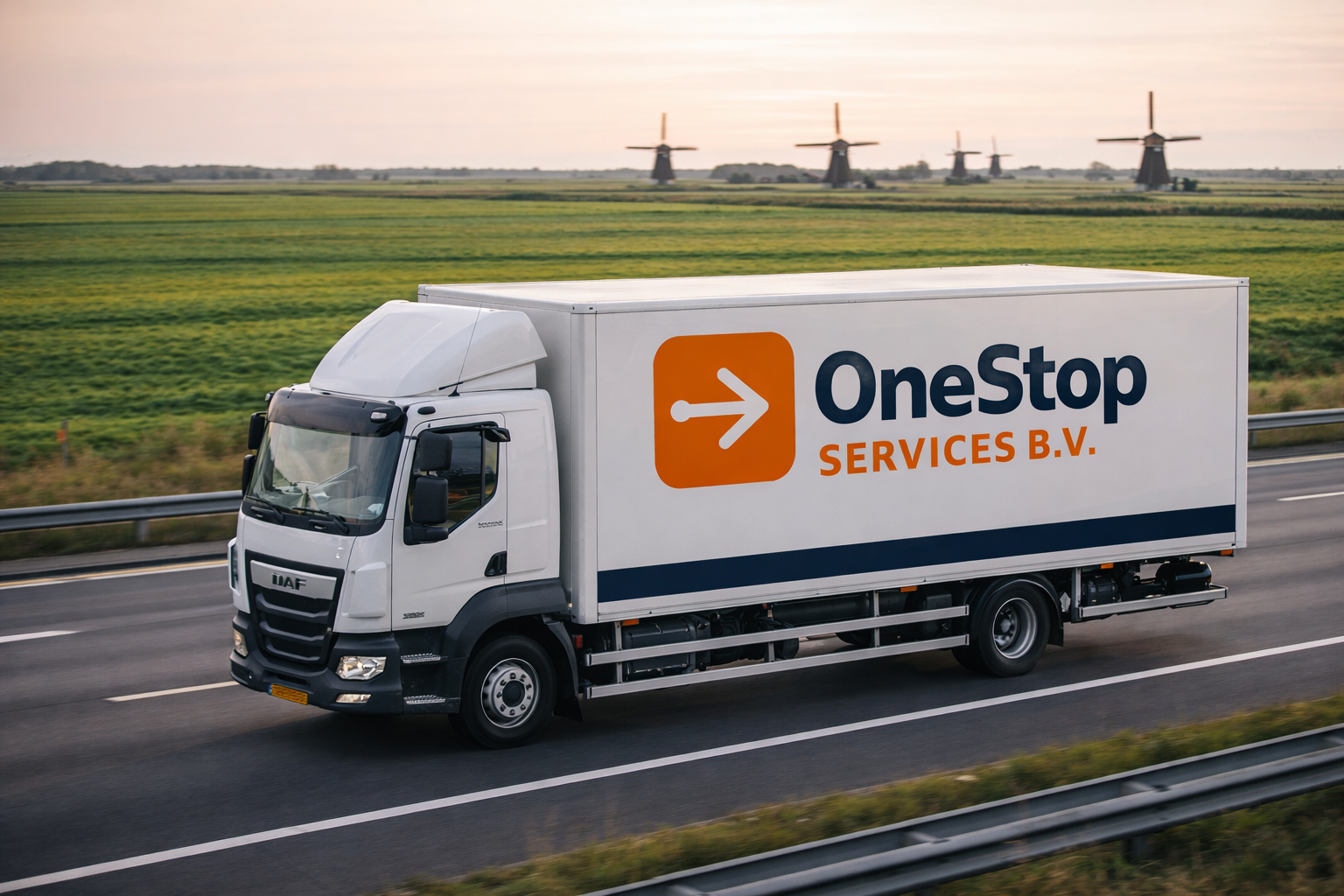 OneStop Services DAF truck op Nederlandse snelweg